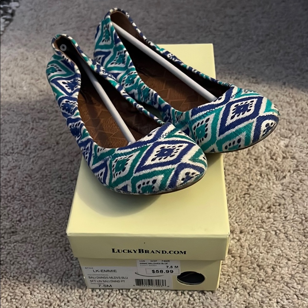 Lucky Brand Blue and Green Flats for Casual Comfort